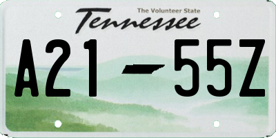 TN license plate A2155Z