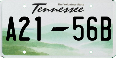 TN license plate A2156B