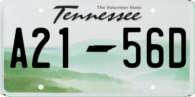 TN license plate A2156D