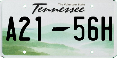 TN license plate A2156H