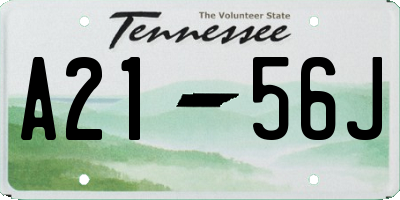 TN license plate A2156J