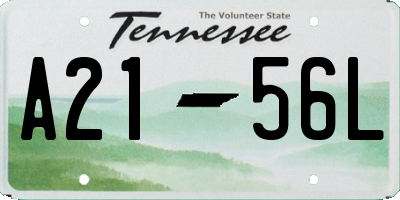 TN license plate A2156L