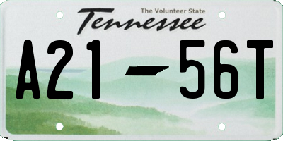 TN license plate A2156T