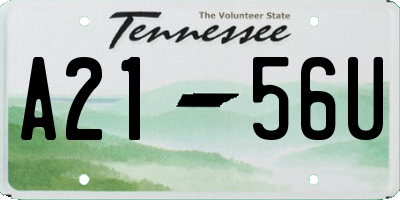 TN license plate A2156U