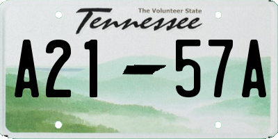 TN license plate A2157A