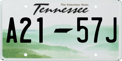 TN license plate A2157J