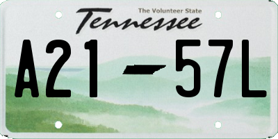 TN license plate A2157L