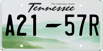 TN license plate A2157R