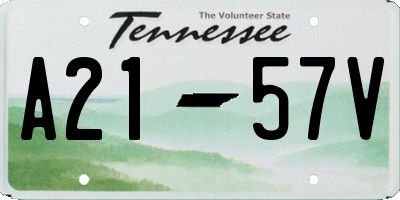TN license plate A2157V