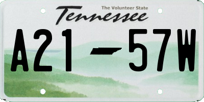 TN license plate A2157W