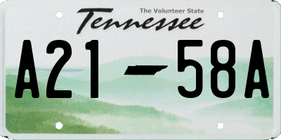 TN license plate A2158A