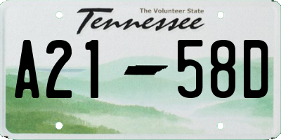 TN license plate A2158D