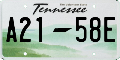 TN license plate A2158E