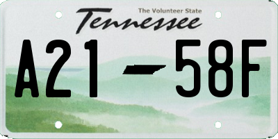 TN license plate A2158F