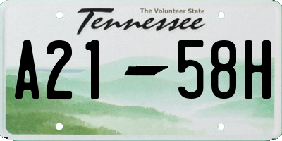 TN license plate A2158H