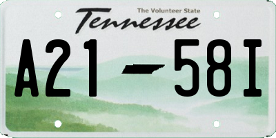 TN license plate A2158I