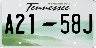 TN license plate A2158J