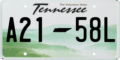 TN license plate A2158L