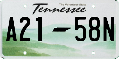 TN license plate A2158N