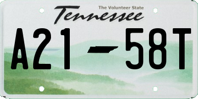 TN license plate A2158T