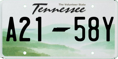 TN license plate A2158Y