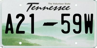 TN license plate A2159W