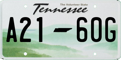 TN license plate A2160G