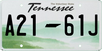 TN license plate A2161J