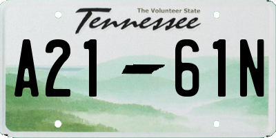 TN license plate A2161N