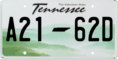 TN license plate A2162D
