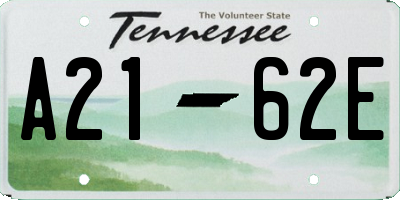TN license plate A2162E