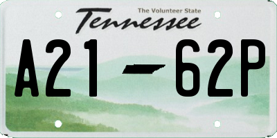 TN license plate A2162P