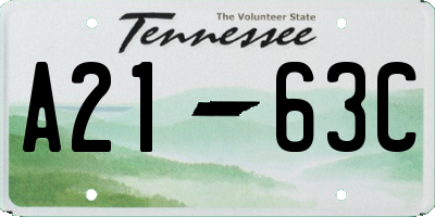 TN license plate A2163C