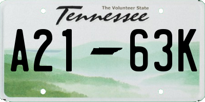 TN license plate A2163K