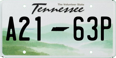 TN license plate A2163P