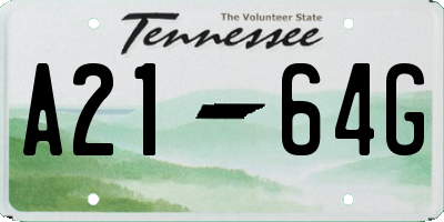 TN license plate A2164G