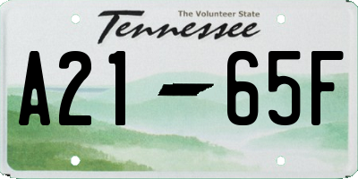 TN license plate A2165F