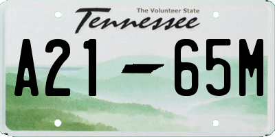 TN license plate A2165M