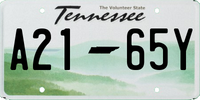TN license plate A2165Y