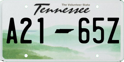 TN license plate A2165Z