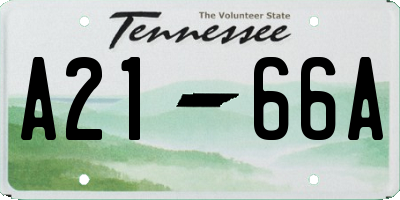 TN license plate A2166A