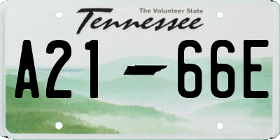 TN license plate A2166E