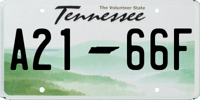 TN license plate A2166F