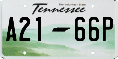 TN license plate A2166P