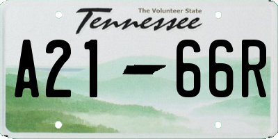 TN license plate A2166R