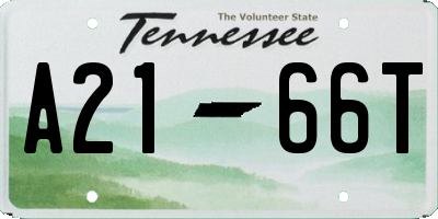 TN license plate A2166T