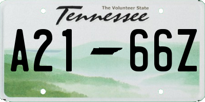 TN license plate A2166Z