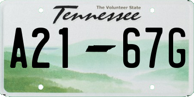 TN license plate A2167G