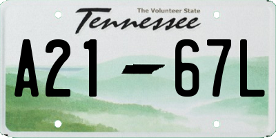 TN license plate A2167L