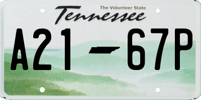 TN license plate A2167P